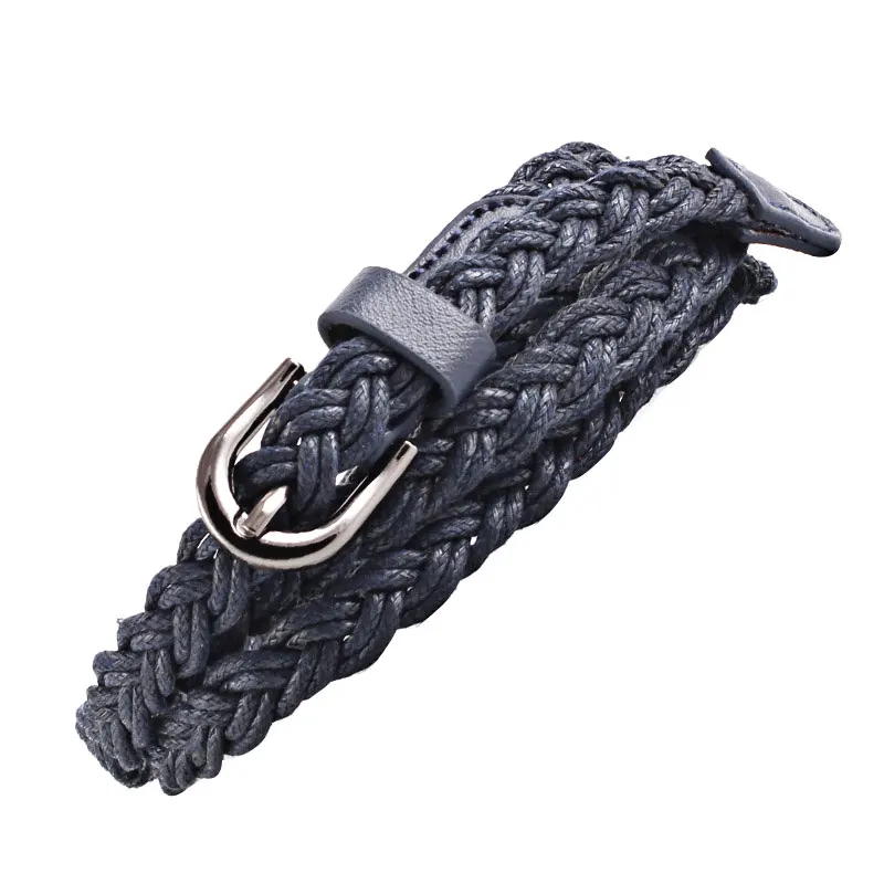

1 Piece Adults Adjustable All-Match Belt Women Knitted Wax Rope Buckle Belts Vintage Elastic Solid Color Long Waistband