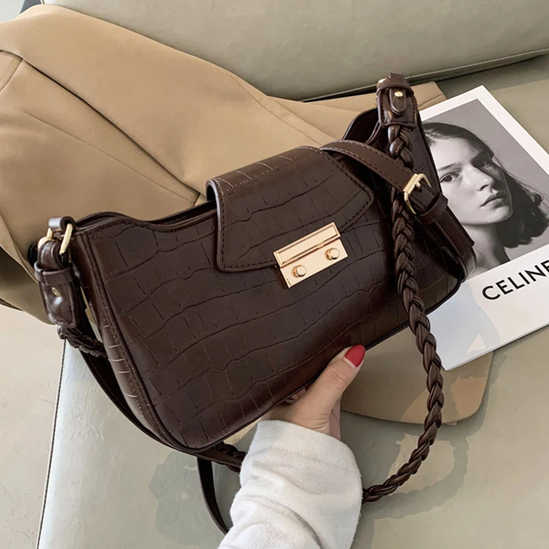 Женские сумки через плечо из искусственной кожи с каменным узором зимняя модная