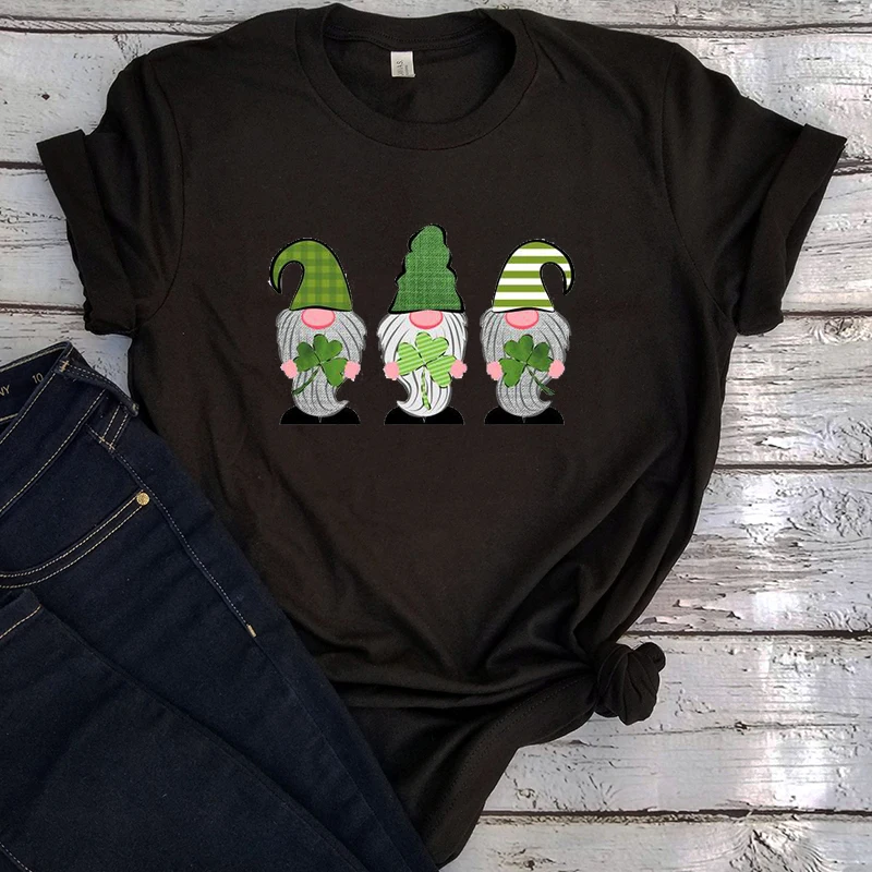 

St Patricks Day Gnome Shirt Women 2021 Gnome Tshirt Shamrock Graphic Tees Girls 2020 Fashion Clothing Cartoon Top Aesthetic