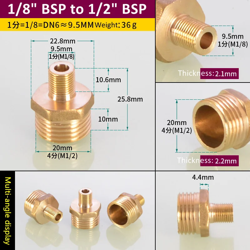 

Латунные шестигранные ниппельные фитинги 1/8", 1/4", 3/8", 1/2", 3/4", 1" BSP