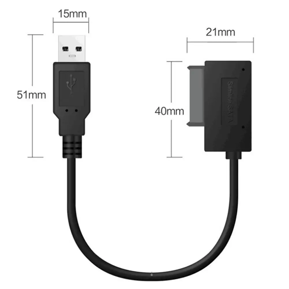 

35cm USB Adapter SATA To USB 2.0 Converter Slimline Sata 13 Pin Adapter Drive Cable For PC Laptop Notebook