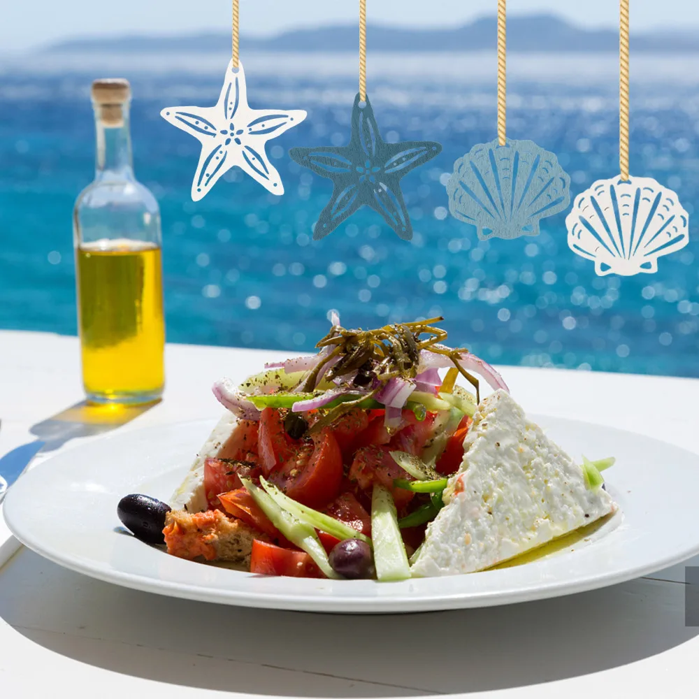 

48Pcs Wood Carved Ornaments Scallop and Sea Star Shaped Decoration Small Gift