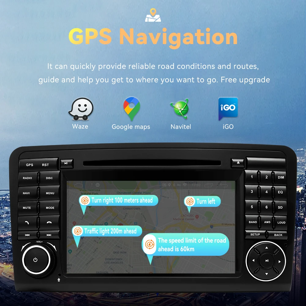 Автомобильный DVD-плеер Carplay 2 Din Android 11 для BENZ ML 320/350/W164(2005-2012)GL 4 Гб радио DSP