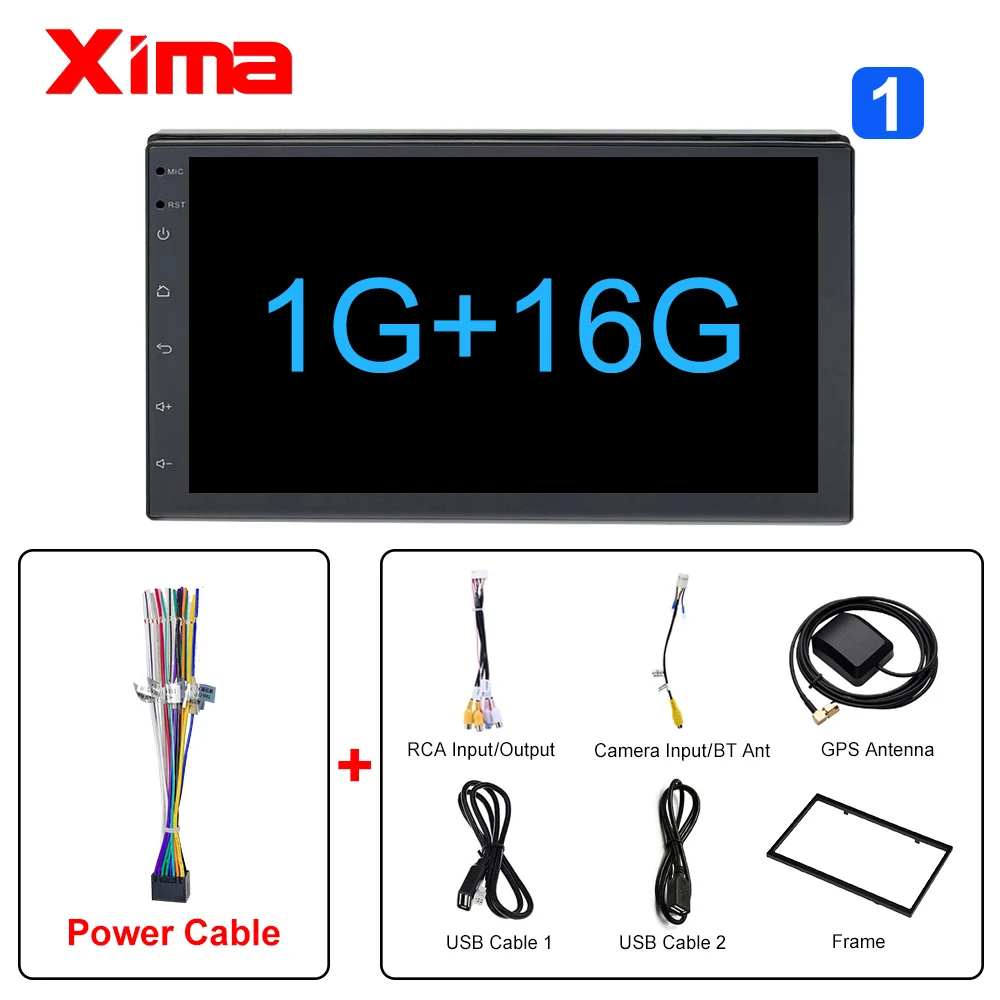 728-16-1 XIMA Android9.0 2Din Car Radio Multimedia Player " Universal RAM2G GPS Navigation Audio Player For Nissan Toyota Hyundai Polo - Цвет: 728-16-1