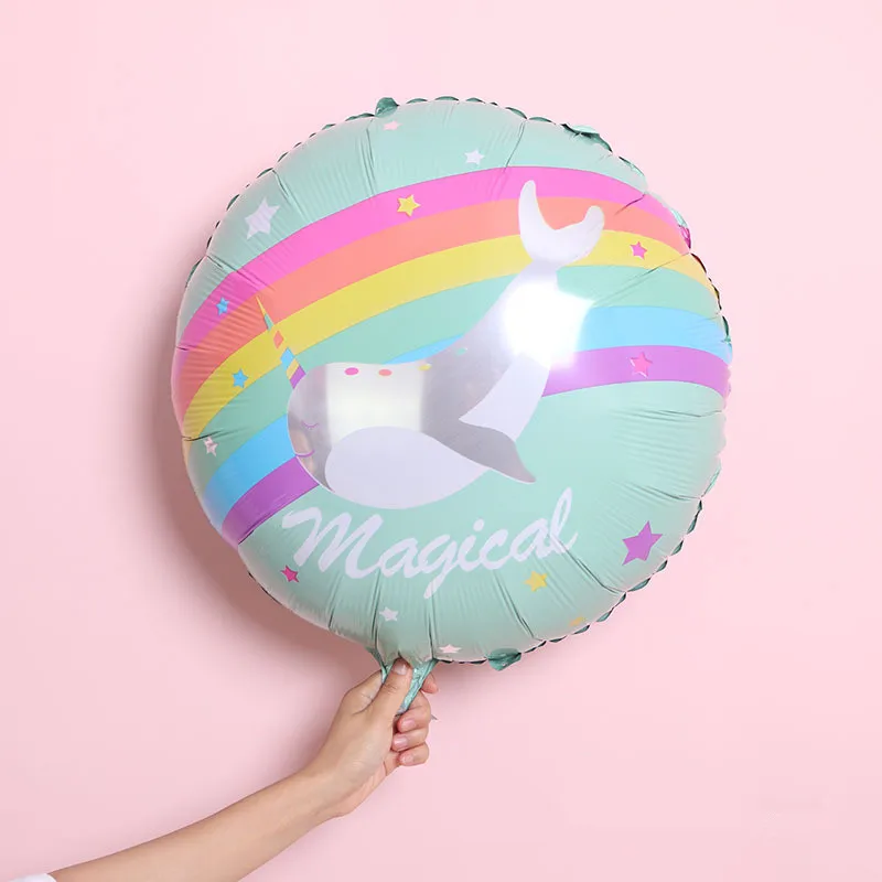 2 шт. 22 дюйма Круглый Радужный Единорог Лебедь алюминиевый шар на день рождения