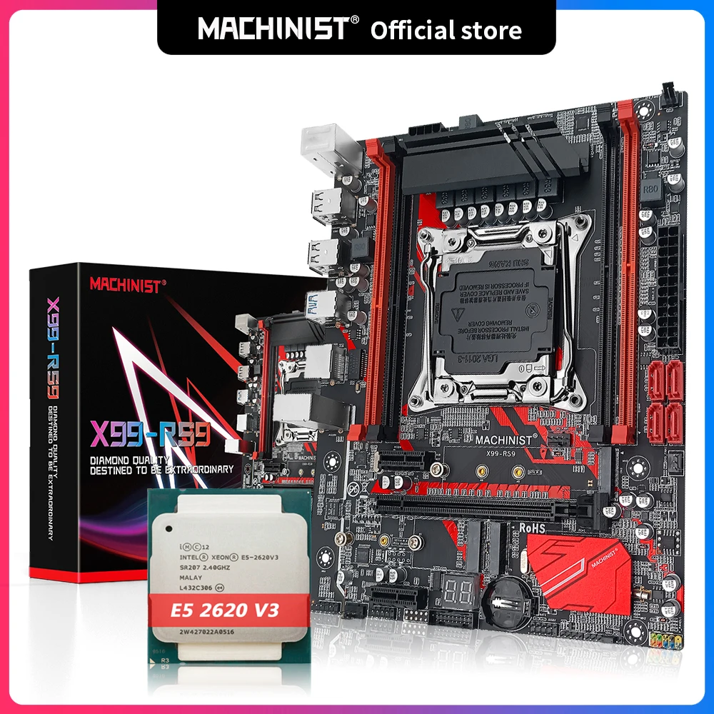 

Комплект материнской платы Machinist X99, комбинированный комплект LGA 2011-3 с процессором Xeon E5 2620 V3 с поддержкой четырехканальной памяти DDR4 x99 RS9