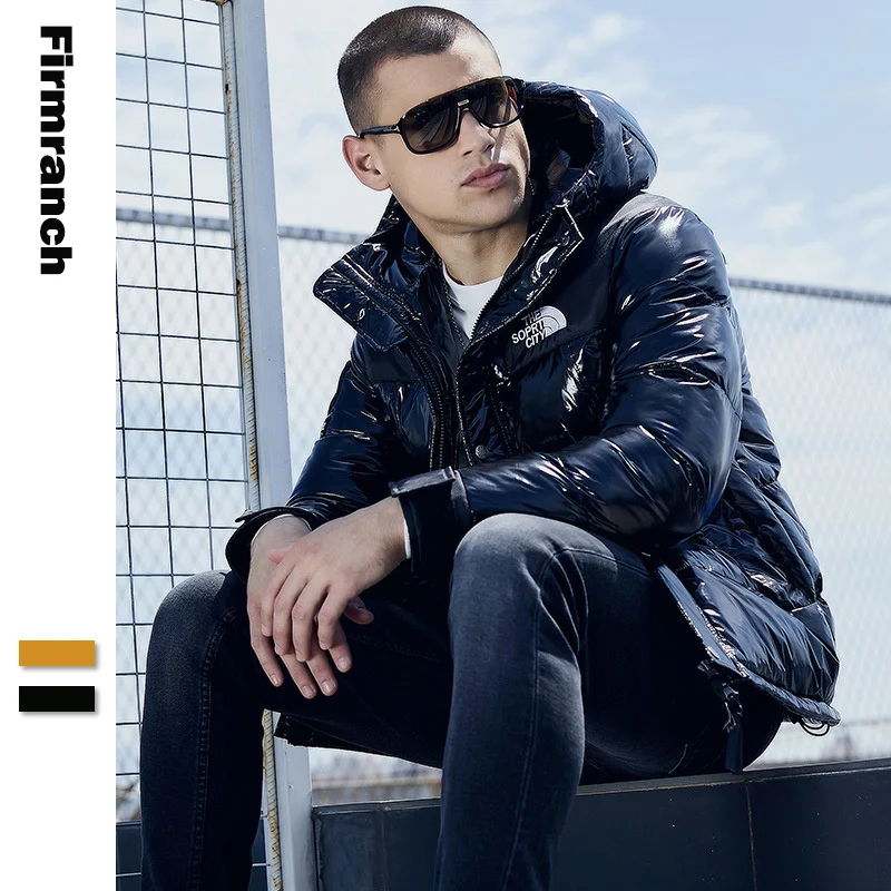

Men 2020 Winter Shiny Casual Warm Thick Waterproof Jacket Parkas Coat Men New Autumn Outwear Windproof Hat Parkas Jacket Men