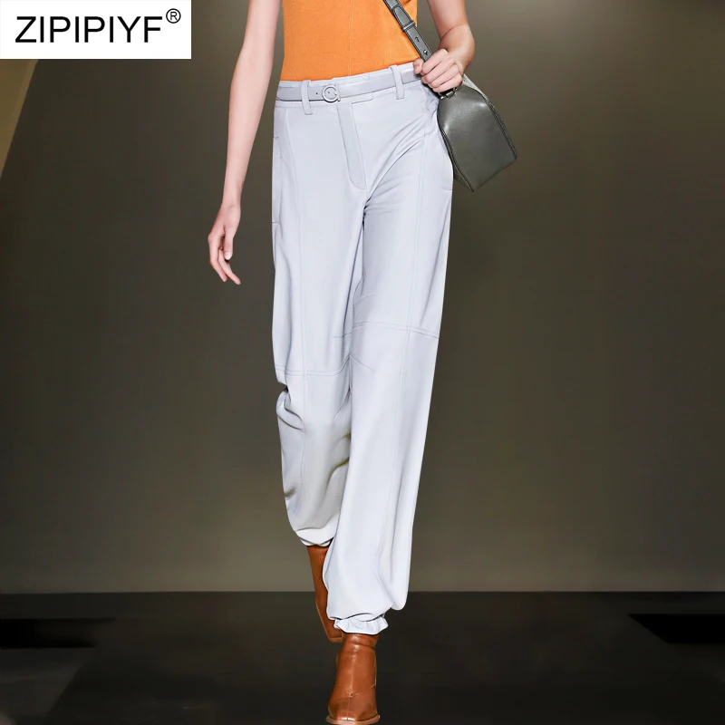 

Брюки-султанки женские с завышенной талией, мягкие свободные повседневные штаны с эластичным поясом, белые синие, C252, на лето, 2021