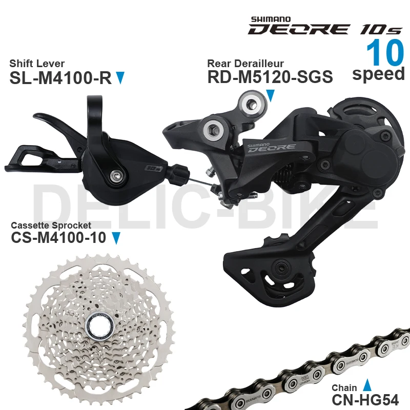 Фото Переключатель передач SHIMANO DEORE M4100 10 в, цепь переключателя передач M4100 и задний переключатель передач M4120 / M5120 HG54, 10 скоростей №1