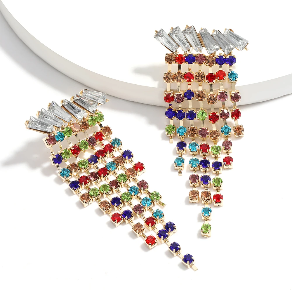 Женские богемные серьги с кисточками Pauli Manfi модные кристаллами