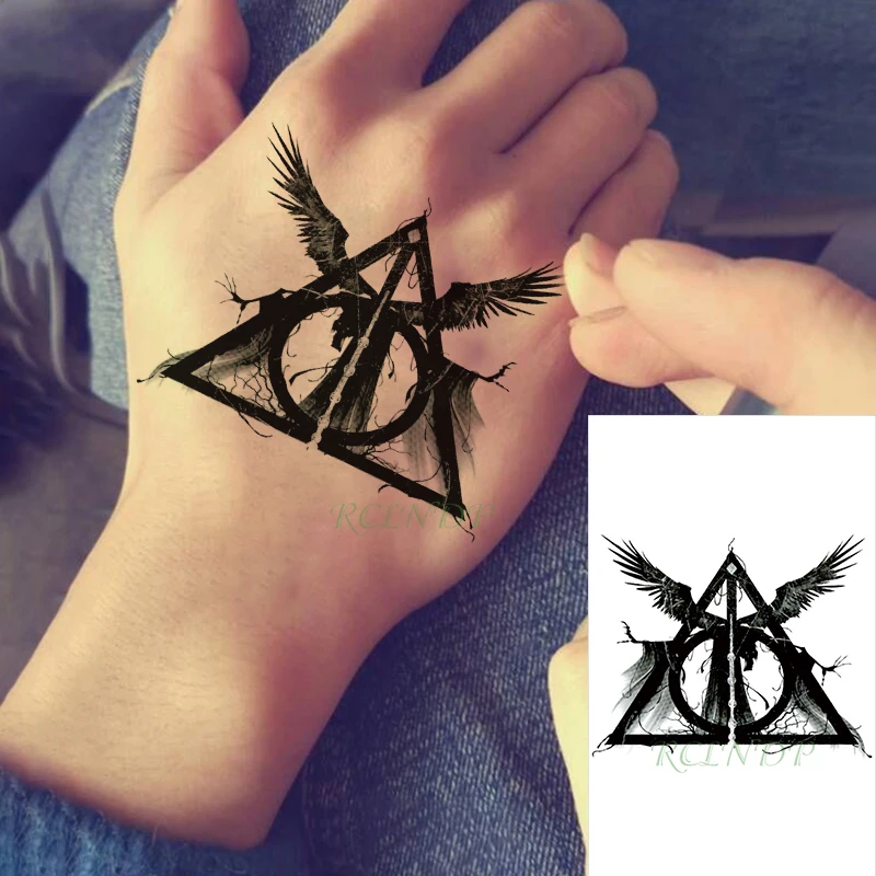 Водостойкая Временная тату наклейка персонажи фильма крылья темная серия черный