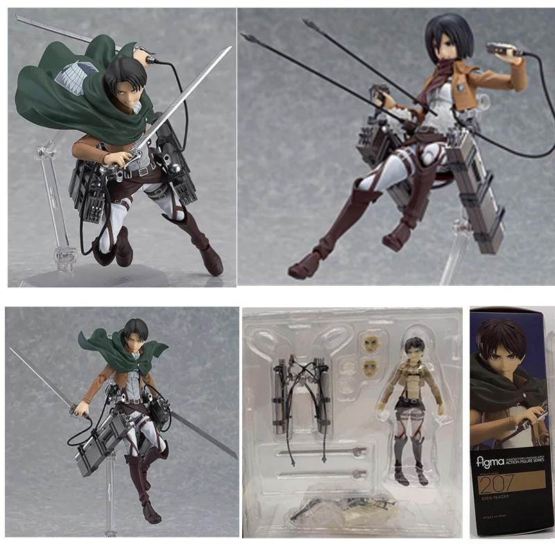 

Фигурка из аниме «атака на Титаника», Jaeger Mikasa Levi Ackerman Levi Figma 203 207 213, фигурка из ПВХ, коллекционная фигурка