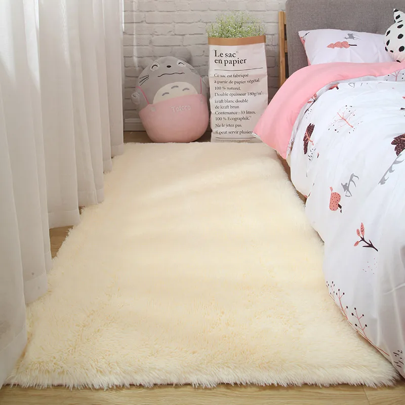 Long-haired bedroom front rug room decoration blanket living carpet Nordic coffee table mat thickening soft skin-friendly | Дом и сад