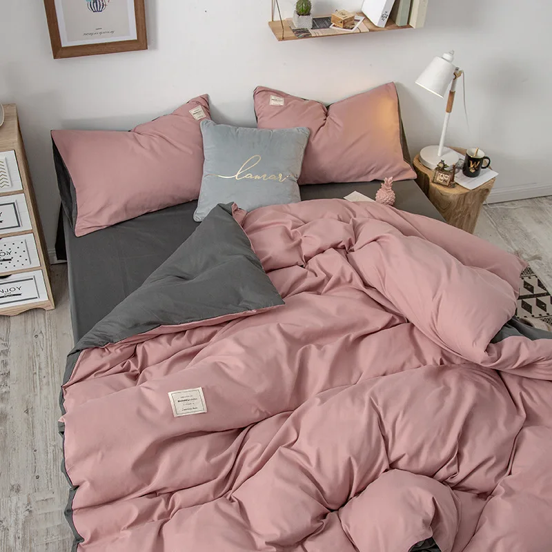 

Washing cotton solid color set, single bedding quilt cover set of three.