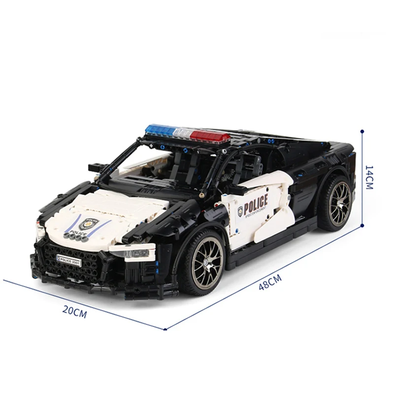 

MOC-4463 High-Tech Audis Police R8 V10 Second Generation Bricks Creative Super Sport Car Building Blocks Toys for Kids Gifts