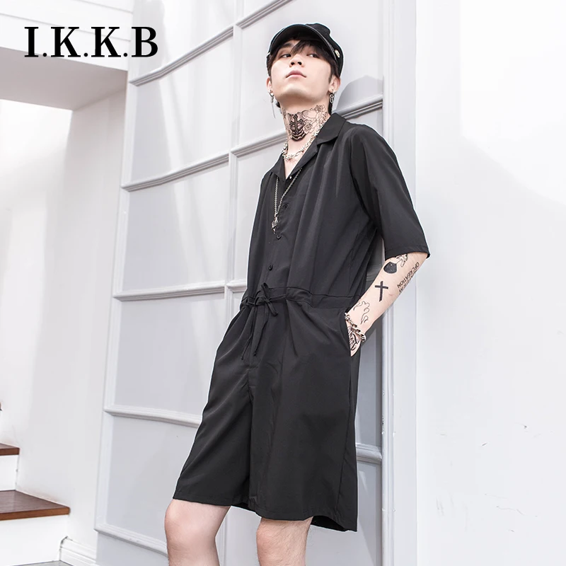Japanese retro overalls Jumpsuit Summer Men's loose short-sleeved onesie Korean version of the trend one-piece shorts | Мужская