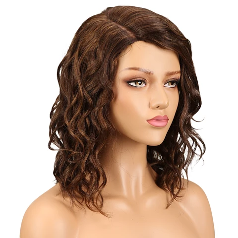 Женский парик из натуральных волос Trueme, коричневый парик с волнистыми кружевами и эффектом омбре, парик из натуральных волос с волнистыми волосами в бразильском стиле