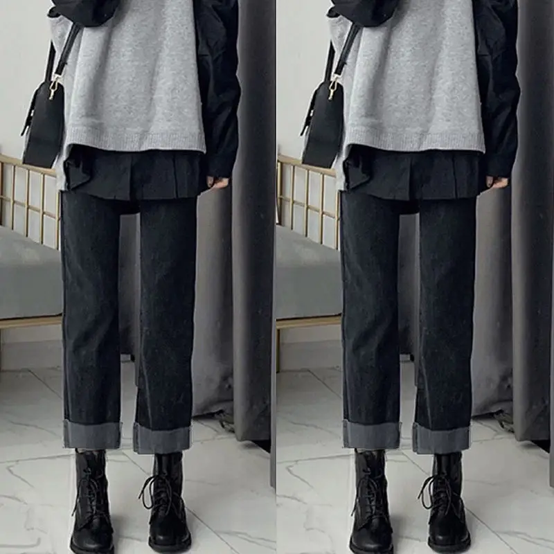 

Women Sets Simple Fashion 2 Piece Oversize Ladies Solid Shirts Soft Vest Ankle Length Jeans Womens Daily Casual All-match Chic