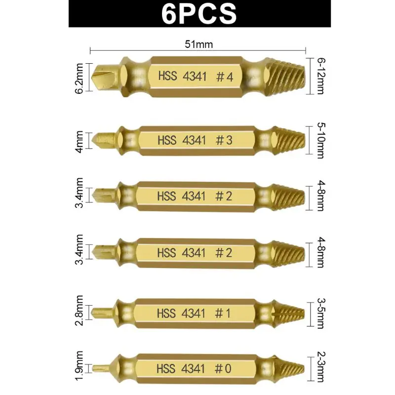6 шт. поврежденный Винт экстрактор скорость сверла удаление сломанный болт для