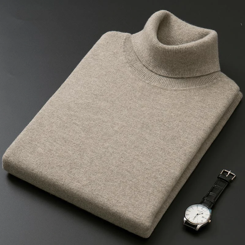 

Cashmere Cotton Blend Turtleneck Men Pullovers 2021 Autumn Winter Soft Warm Base Jumper Jersey Hombre Pull Homme Knitted Sweater
