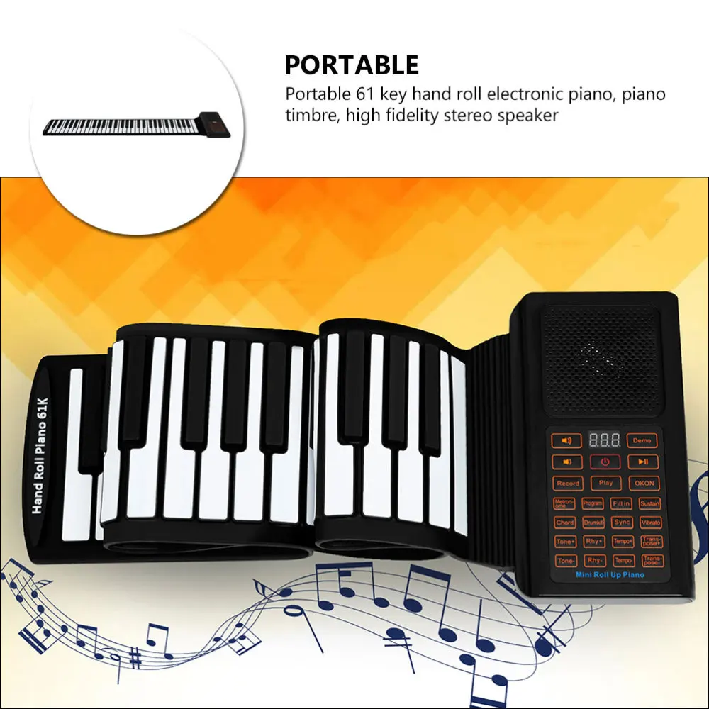 

1 Set 61 Keys Smart Hand-rolled Electronic Piano with Built-in Speaker