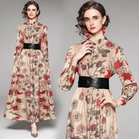 woman dress 2021 new dress plus size elegant clothes long sleeve chiffon office lady a line printing o neck summer causal young
