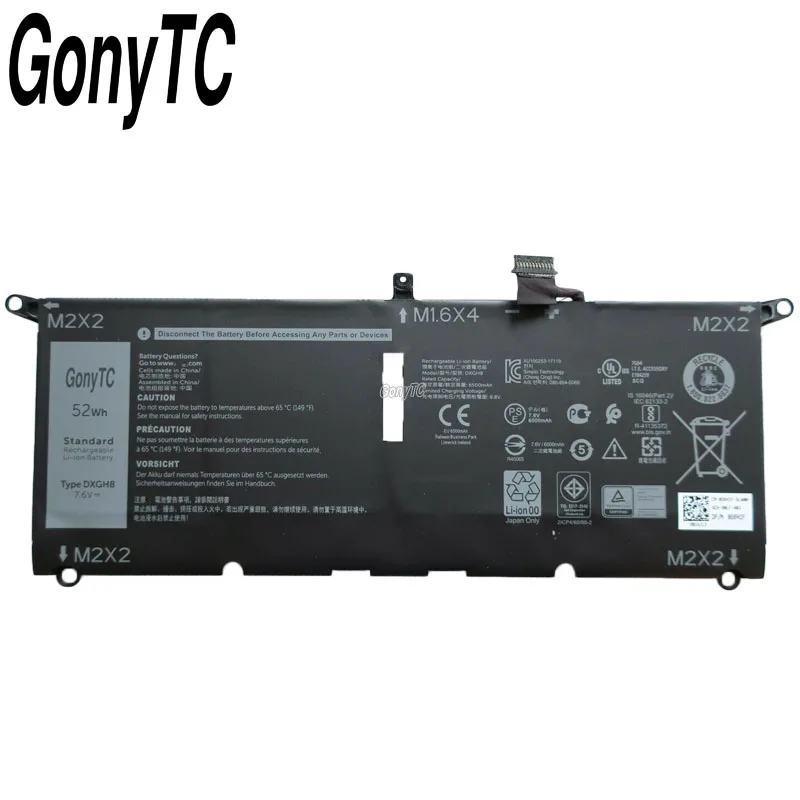 Аккумулятор GONYTC DXGH8 7 6 В 6500 мАч 52 Втч для Dell XPS 13 9370 9380 FHD I5 D1601S D1701G P82G
