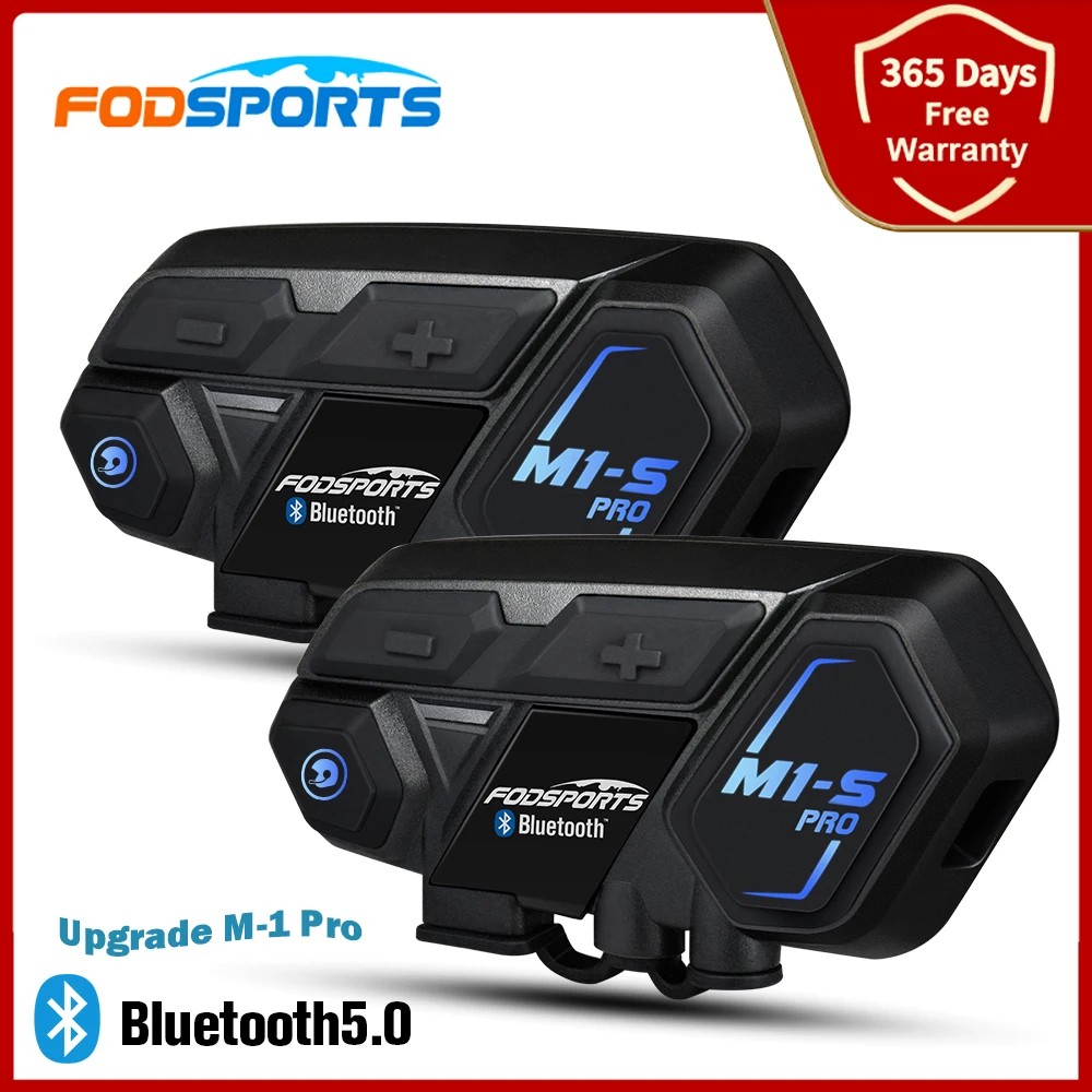

2 шт., Fodsports M1s Pro, мотоциклетный шлем, домофон, Bluetooth 4,1, гарнитура, 8 гонщиков, группа, переговорное устройство, водонепроницаемые наушники Bt