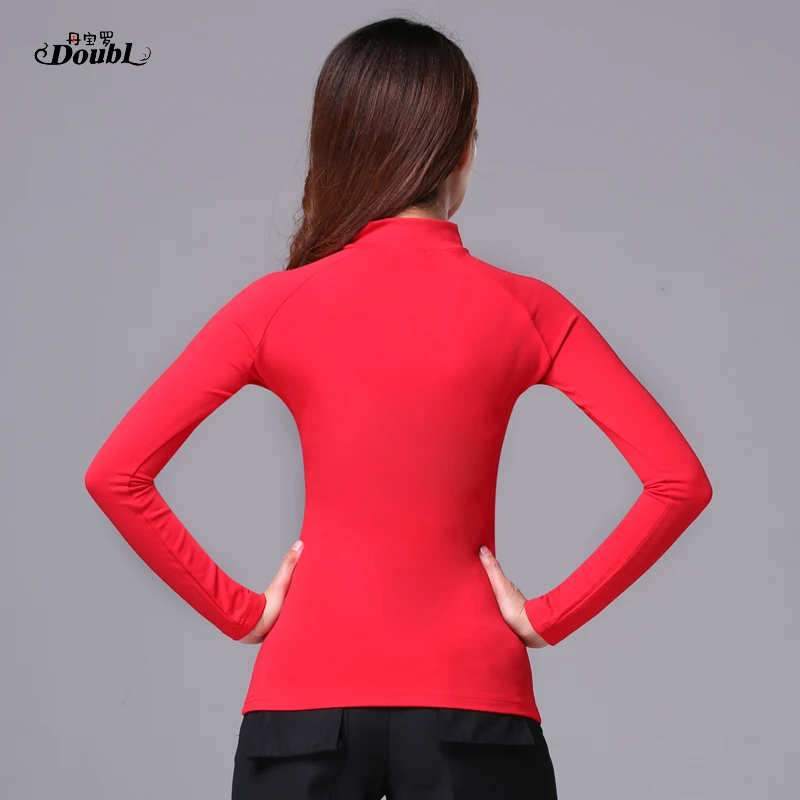 Верхняя одежда для латиноамериканских танцев с длинным рукавом красный костюм