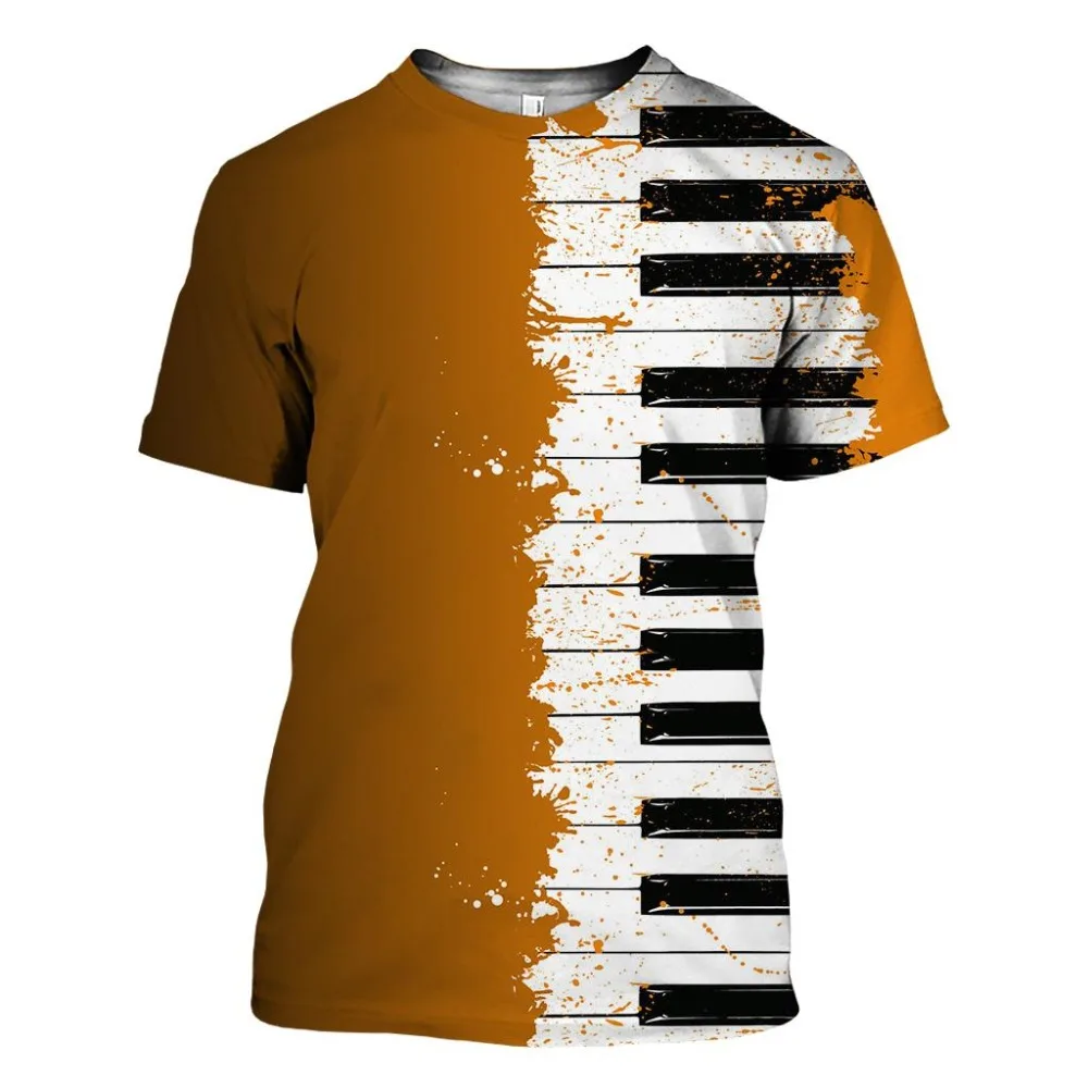 2021 3d Printed Piano Music Man's T-shirt Tees Summer Funny Harajuku Short Sleeve Musical Instrument Streetwear