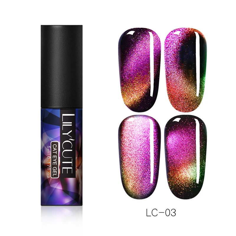 Auroras new 3 LILYCUTE 9D Auroras ногтей Гель-лак «кошачий глаз» Гель-лак для использования с магнитом звездное небо замочить от УФ Магнитный Гель-лак для ногтей 5 мл - Цвет: Auroras new 3