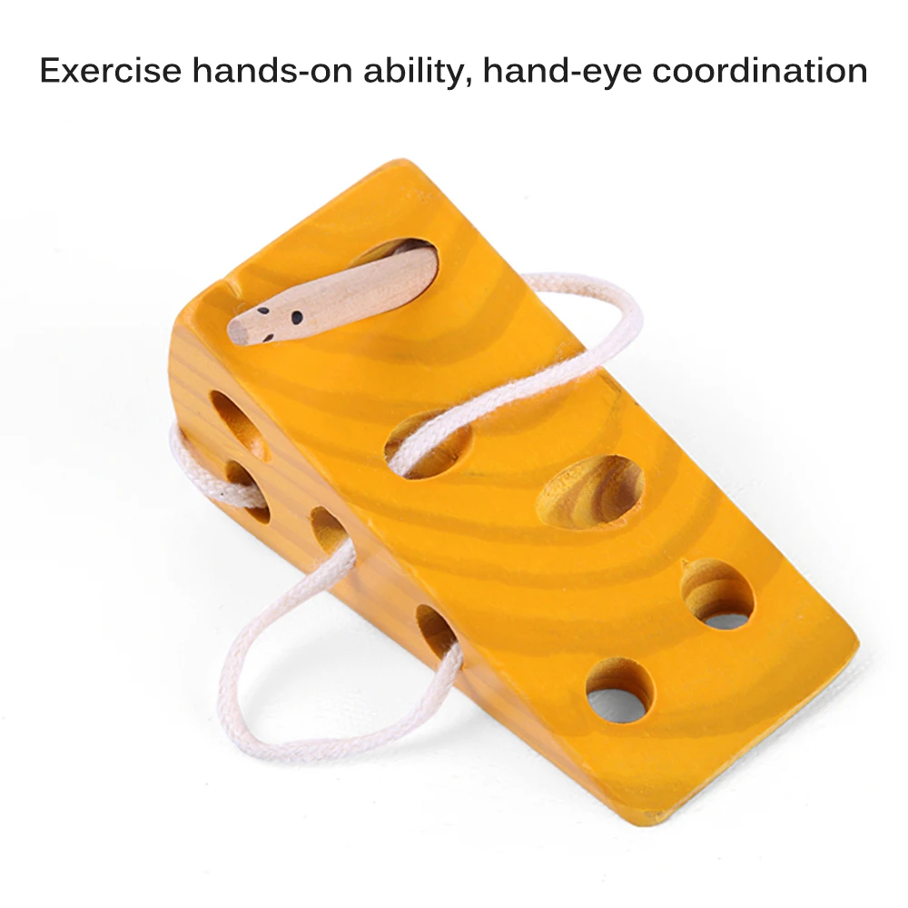 

Early Childhood Education Toy Stringing Cheese Mouse Early Education Eating Wooden Baby Puzzle Simulation Game Gift Children