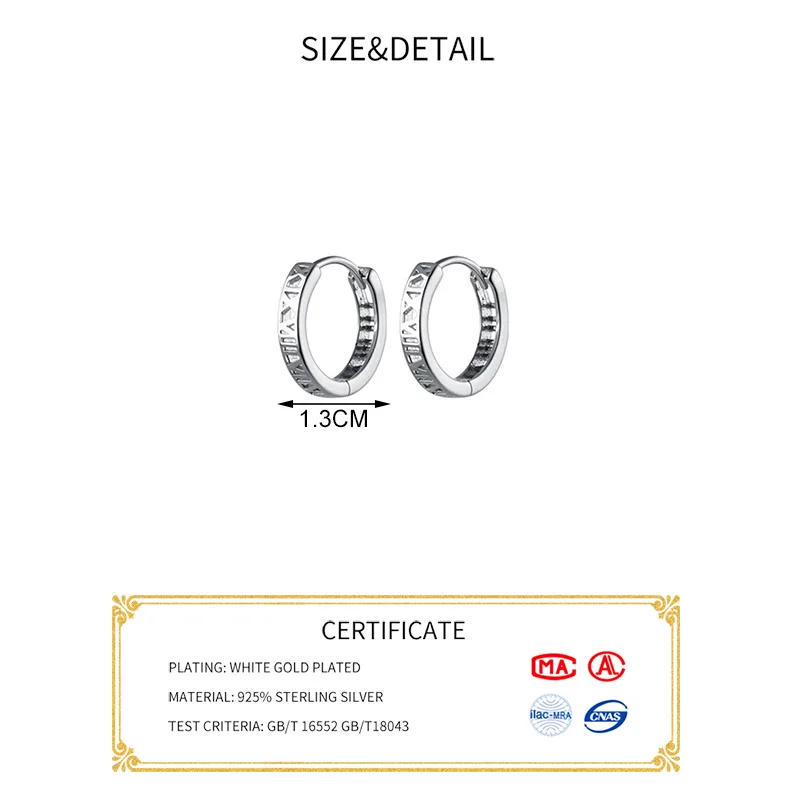 

Real 925 Sterling Silver Hollow Geometric Hoop Earrings For Fashion Women Minimalist Fine Jewelry Hiphop Accessories