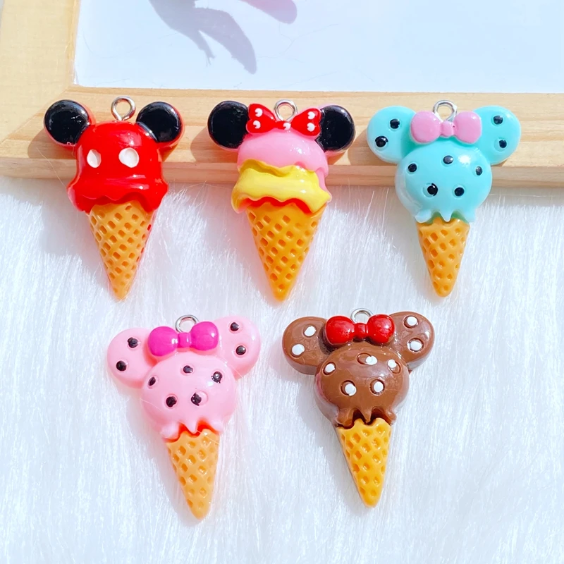 

10pcs New Mini Cute Animal Ice Cream Resin Charms For Earring Key Chain Necklace Pendant Jewelry Findings Making