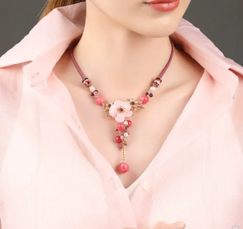 

Ancient style necklace pendant female classical clavicle chain short colored glaze ethnic style accessories