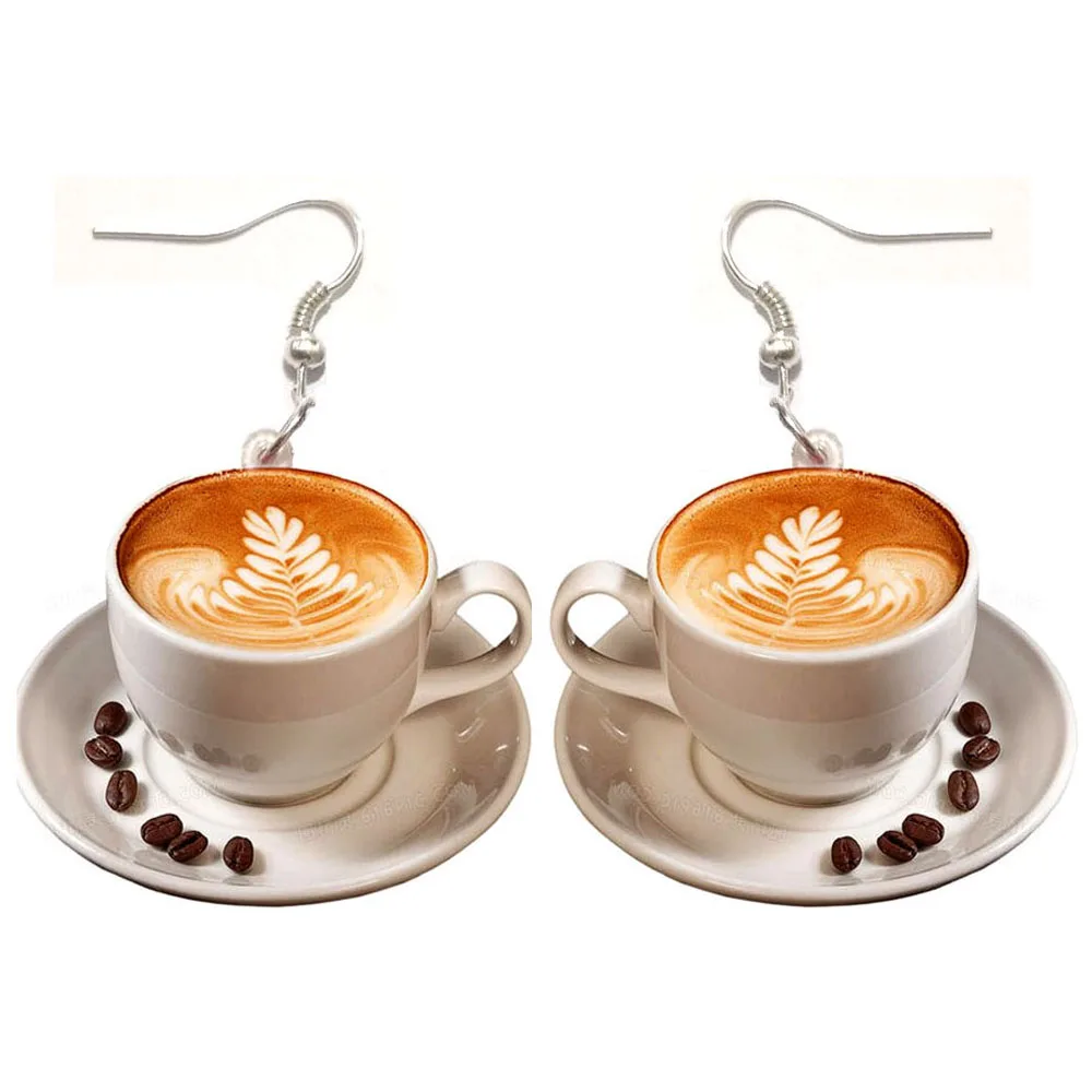 1 пара акриловых капучино полимерных висячих цветов чашка с кофе серьги большие