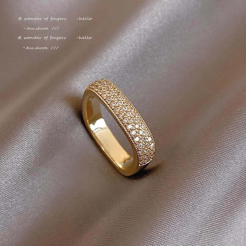 

Light luxury Micro Zircon Square Gold Rings For Woman 2021 Korean Fashion Jewelry Student Gift Girl's Sexy Finger Accessories