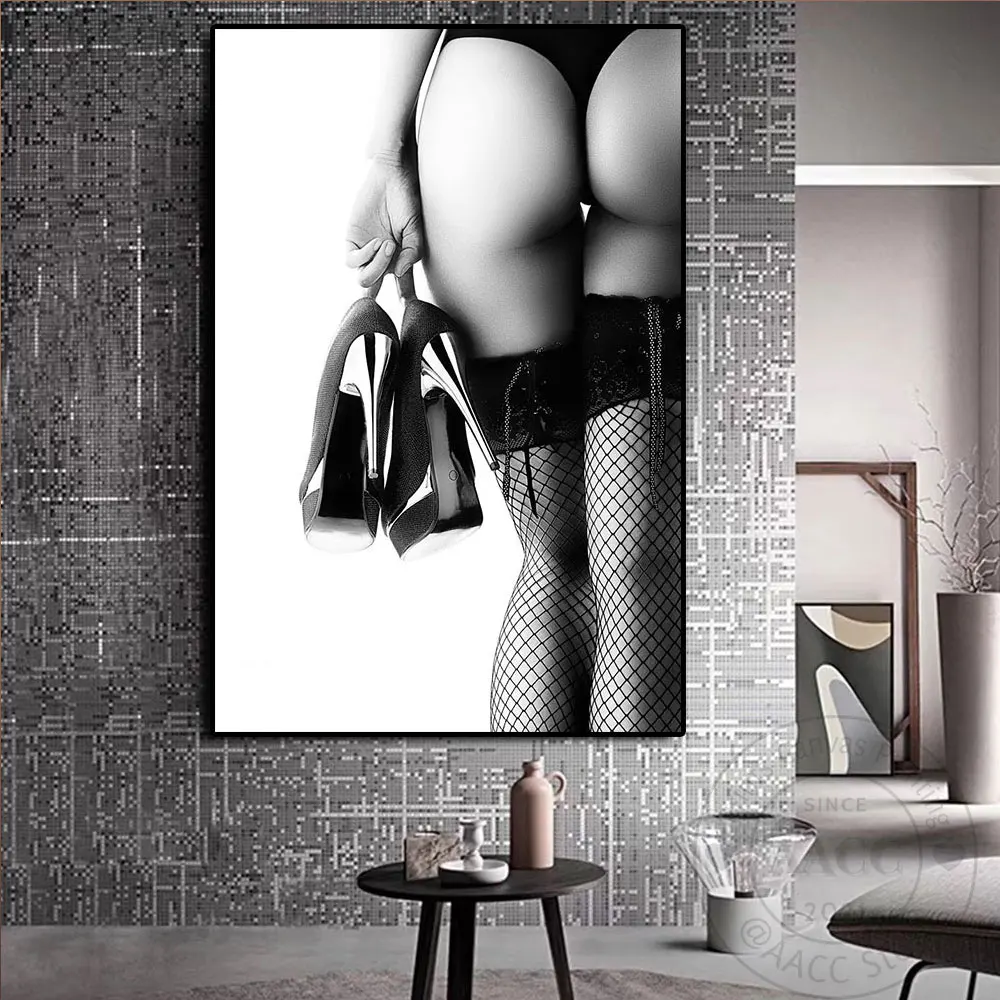 Модный постер с изображением сексуальной женщины наполовину голая Картина на