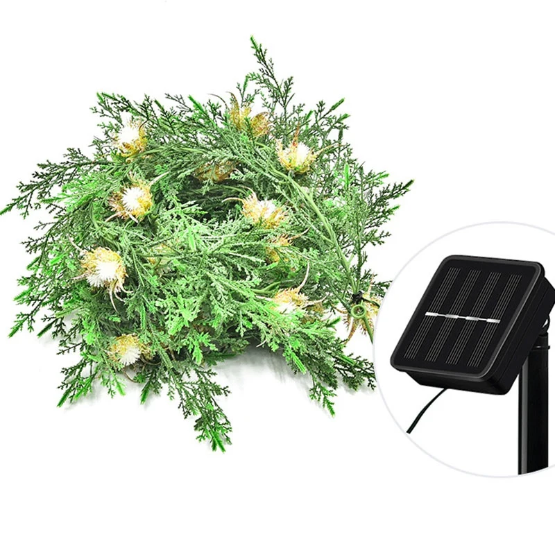 Светильник на солнечной батарее с имитацией зеленых листьев светодиодный