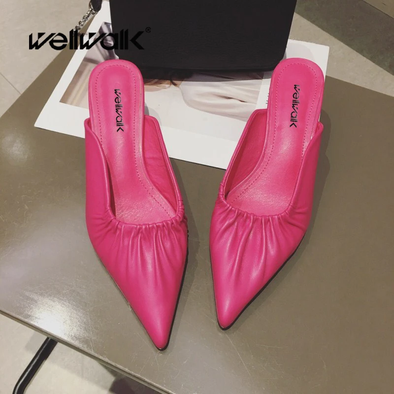 Модельные туфли без задника Женские шлепанцы на каблуке с единорогом