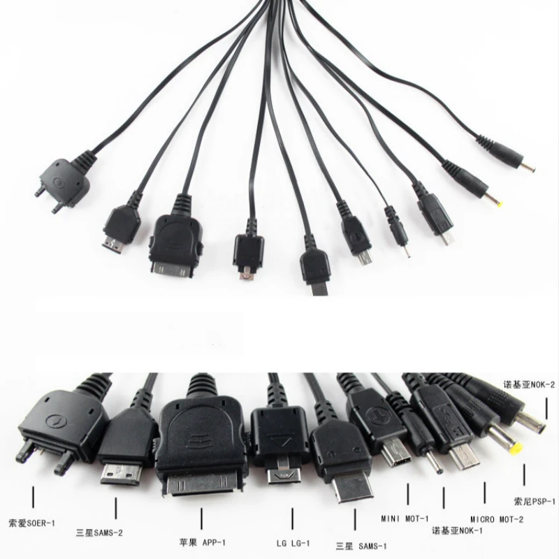 10 в 1 Многофункциональный зарядный кабель Micro Mini USB кабели мульти-Джек Пружинные