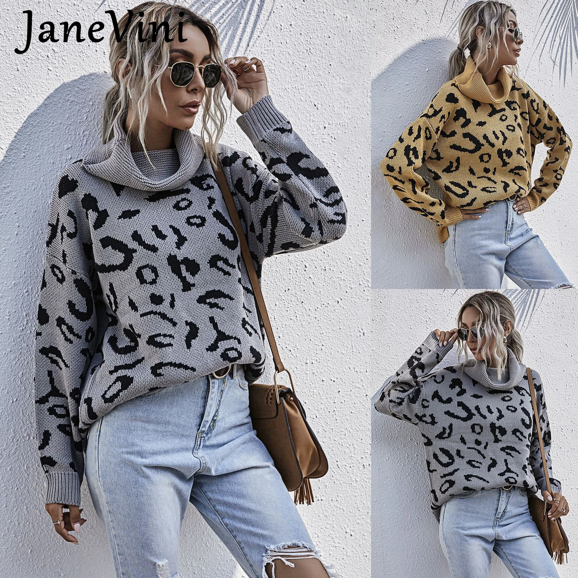 Свободный женский свитер-водолазка jaevini пуловер с длинным рукавом Осенний