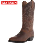 Мужские ботинки ручной работы, Ретро стиль, вышивка, повседневные, без застежки, западные рыцарские ботинки