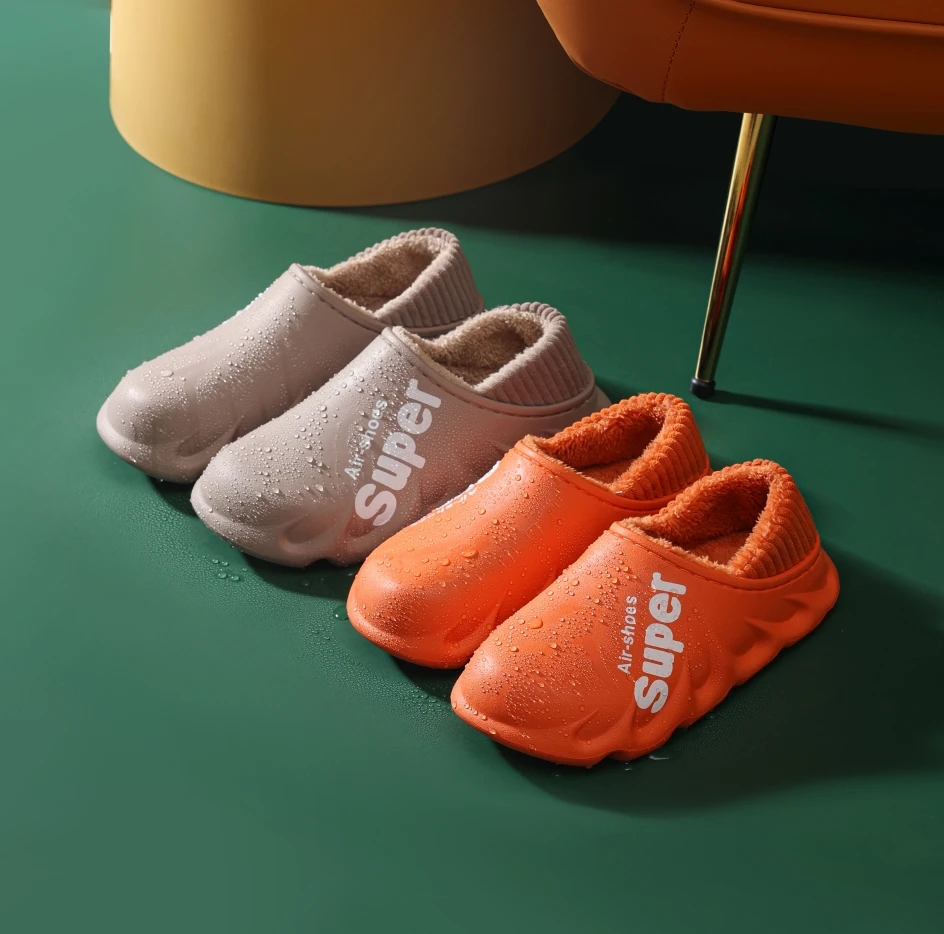 

2021 водонепроницаемые Нескользящие домашние тапочки, зимние теплые домашние хлопковые туфли для женщин, мягкая обувь на толстой подошве