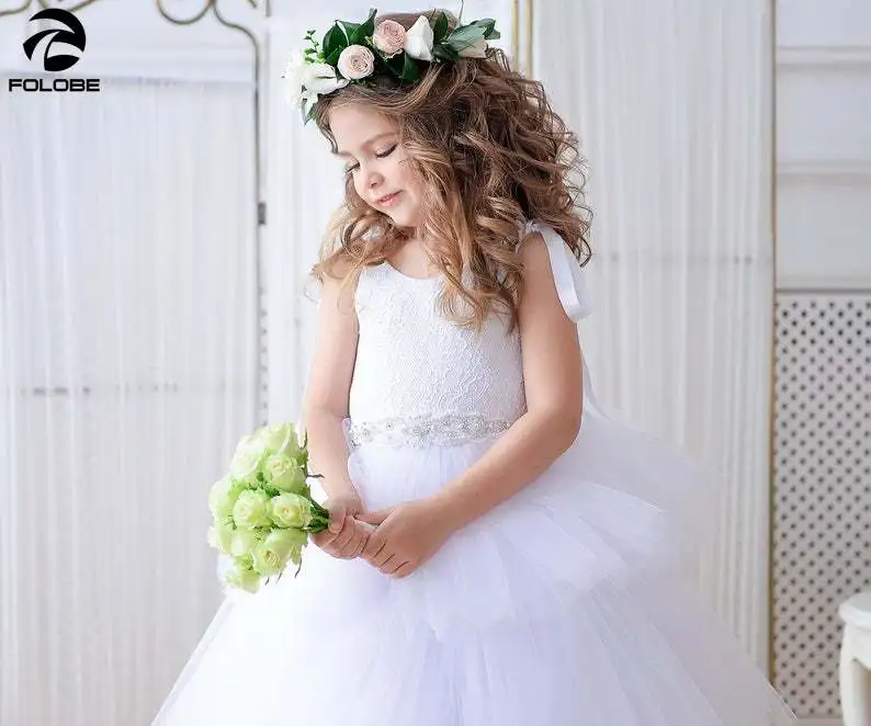 Белый Платья для младенцев с фатиновой юбкой подростков подружки невесты
