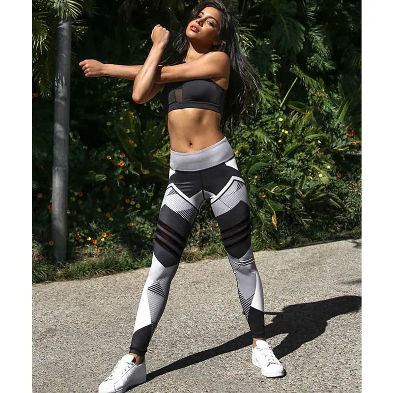 Женские Штаны Для Йоги компрессионные эластичные спортивные Леггинсы для