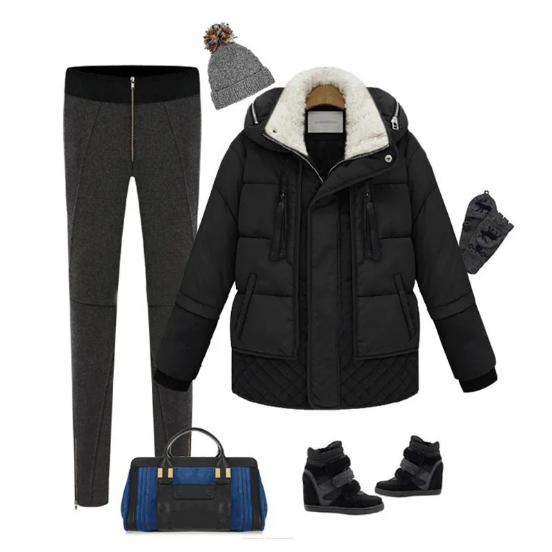 Женское зимнее пальто пуховик большого размера Корейская Толстая парка женские