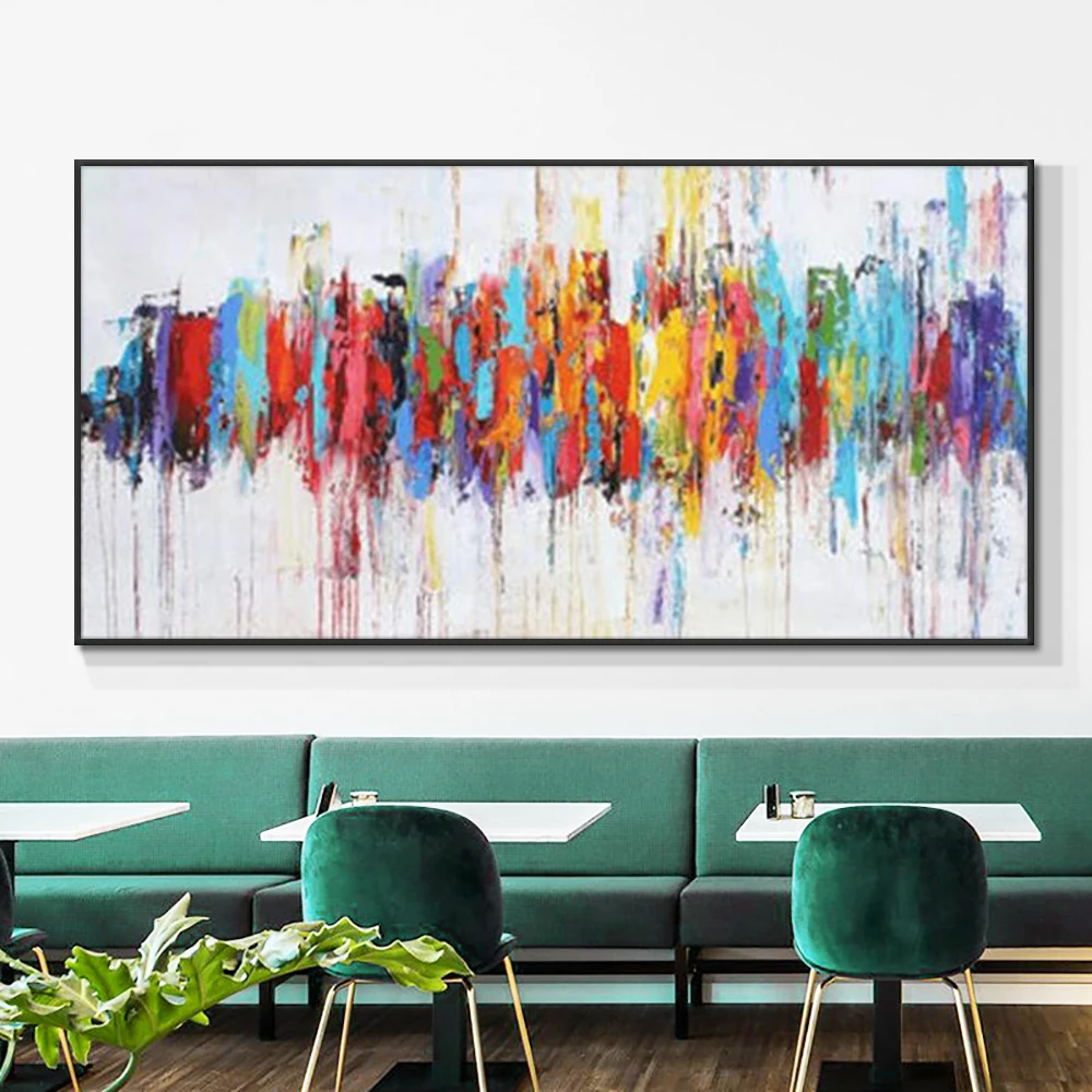 

Colorful Abstract Oil Painting 100% Handmade On Canvas Mixed Colors Decorative Wall Art Painting For Bedroom Home Decoration