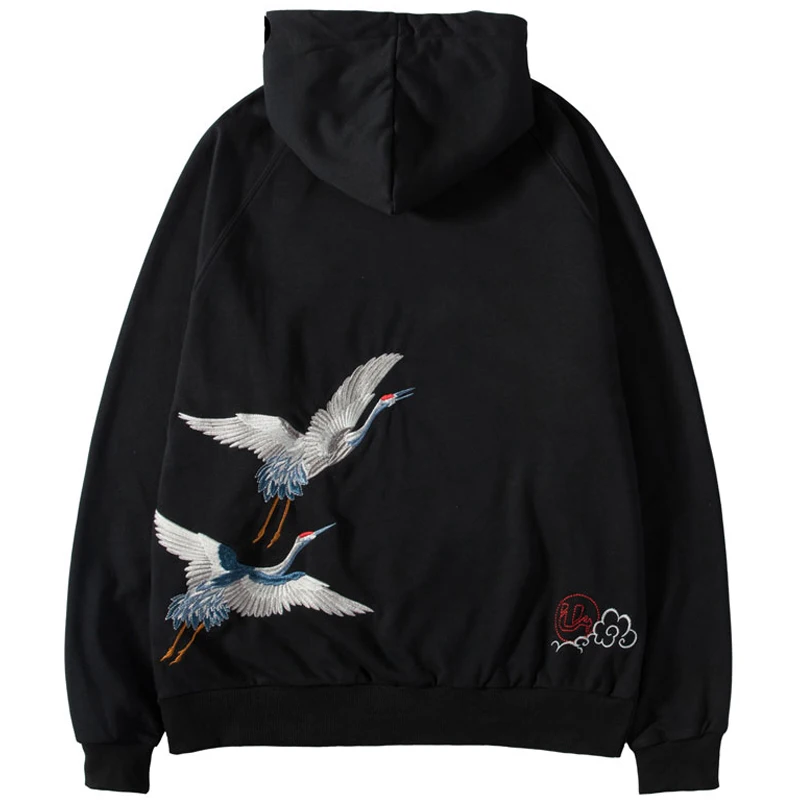 Вышивка китайских персонажей журавли Легкие Свитера Пуловер толстовки 2020 Осень