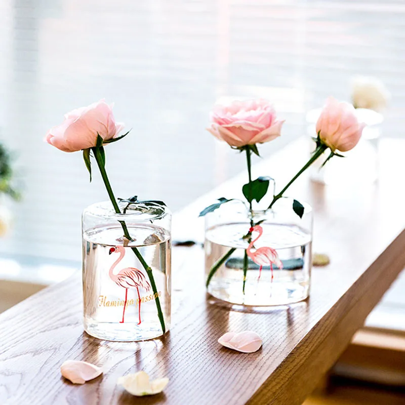 

Transparent Glass Vase Creative Home Christmas Decoration Fresh Plant Dry Flower Vase Tabletop Flower Pot For Room Jarrones